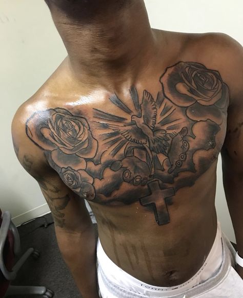 Full Chest Tattoo Men, Chest Tattoo Men Ideas Black Man, Chest Tattoo Wings, Chest Piece Tattoos Mens, Urban Tattoos, Chest Tattoo Drawings, Arm Tattoos Black, Full Chest Tattoos, Small Chest Tattoos