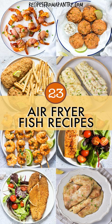 With these Air Fryer Fish Recipes, you're just minutes away from enjoying a nutritious and flavorful meal. Making fish in the air fryer is so quick and easy, so it's the perfect solution for busy days. With options like classic air fryer fish and chips, air fryer salmon, tilapia, trout, shrimp, and even an air fryer lobster tail recipe, you'll never run out of ways to easily cook fish in the air fryer! Click through to get these awesome air fryer fish recipes!! #airfryer #airfryerfish #seafood Air Fryer Haddock Recipes, Air Fryer Seafood Recipes, Fish In The Air Fryer, Air Fryer Fish And Chips, Air Fryer Lobster, Chips Air Fryer, Rockfish Recipes, Salmon In Air Fryer, Lobster Tail Recipe