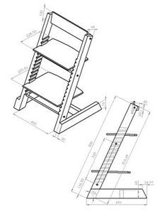 Hello,In this project, I wanted to make an adaptive wood chair inspired by the Tripp Trapp chair. I used for that some basic tools like: circular saw, circular... Tripp Trapp Chair, Wood Chair Diy, Chair Drawing, Diy Kids Furniture, Adirondack Chair Plans, Used Woodworking Tools, Tripp Trapp, Woodworking Logo, Woodworking Project Plans