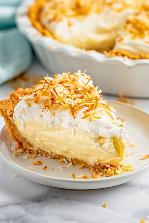 Coconut Magic Custard Pie, Lemon Coconut Cream Pie, Coconut Cream Pie Recipes Homemade, Coconut Cream Pie Recipes Easy, Toasted Coconut Pie, Paula Deen Coconut Cream Pie, Coconut Cream Pie Ice Cream, Homemade Coconut Pie, Toasted Coconut Cream Pie