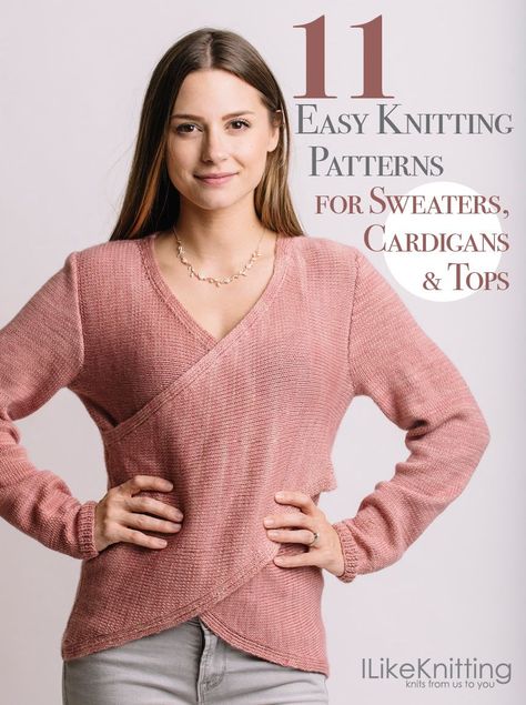 11 Easy (and Cozy) Knitting Patterns - I Like Knitting Beginner Knit Sweater Pattern Free, Knitting Patterns For Sweaters, Wrap Sweater Pattern, Knitting A Sweater, Tunic Knitting Patterns, Cashmere Wrap Sweater, Woman Sweaters, Free Knitting Patterns For Women, Knitting Sweaters