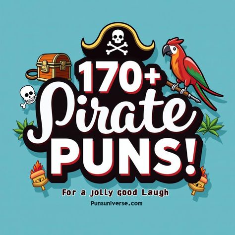 Ahoy, mateys! Set sail on a sea of laughter with our treasure trove of 170+ pirate puns! 😂 From "What’s a pirate’s favorite letter?" to "Arrr you ready to laugh?", these gems will have you chuckling from bow to stern. Perfect for any landlubber or sea dog! Don’t miss out—join the fun! 🏴‍☠️ #puns #pirate #humor #funny #laughter #jokes #sailaway Autumn Puns, Pirate Humor, Witch Puns, Pirate Jokes, Fun Puns, Fish Puns, Sea Dog, Ahoy Matey, Puns Jokes