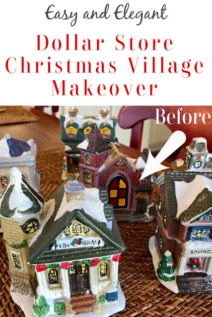 Dollar Store Christmas Village, Diy Christmas Treats, Christmas Village Ideas, Diy Christmas Village, Village Ideas, Christmas Village Display, Dollar Store Christmas, Glitter Houses, Dollar Tree Christmas