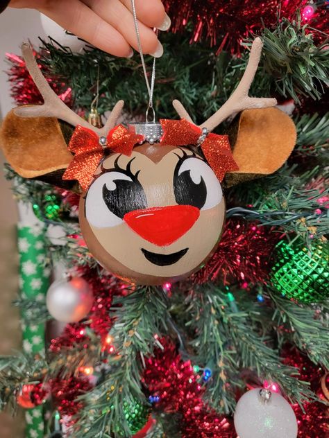 Hand painted Rudolph ornament turned out better than I thought! Rudolph Ornaments, Diy Christmas Reindeer, Rudolph The Red Nosed Reindeer, Reindeer Ornament, Ornament Diy, Reindeer Ornaments, Rudolph The Red, Red Nosed Reindeer, Reindeer Christmas