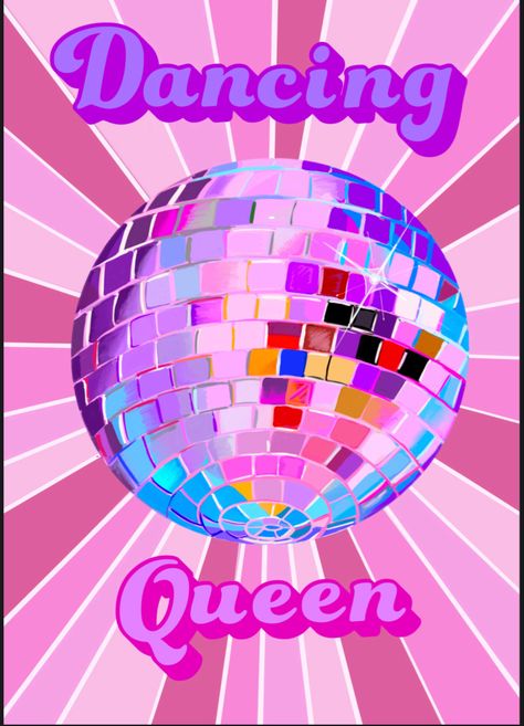 You Are The Dancing Queen, Dancing Queen Wallpaper, Disco Living Room, Dancing Queen Aesthetic, Disco Cartoon, Dancing Queen Disco Ball, Disco Illustration, Disco Ball Drawing, Disco Ball Illustration