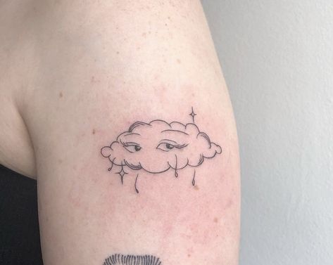 Cloud Face Tattoo, Cloud Animals, Cloud Face, Fun Tattoos, Animals Tattoo, Tattoo Time, Vegan Tattoo, Cloud Tattoo, Dainty Tattoos