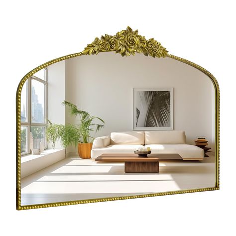 PRICES MAY VARY. 【VINTAGE ORNATE MIRROR FRAME】The wall mirror features an ornate baroque style metal frame, carved elegant wreath overlay and arch, adding some traditional charm to your home decor. Makes an elegant centerpiece or display accent 【HIGH QUALITY WALL MIRROR】The 40 x 31 inch vintage mirror frame is made of high quality metal, cast iron vintage engraved patterns, hand polished to make the vintage arched large wall mirror smooth and flat. The metal frame not only adds to the aesthetics Living Room Mirror Above Couch, Mirror For Fireplace, Mirror Above Couch, Fireplace Entryway, Black Bathroom Mirror, Mantel Mirror, Arch Wall Mirror, Elegant Wreath, Victorian Mirror