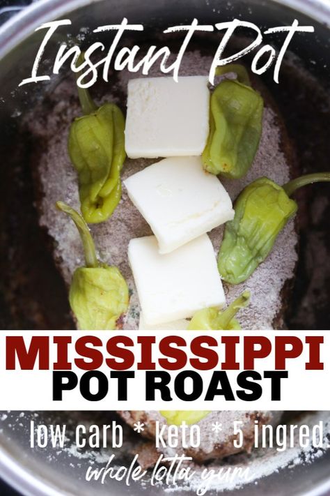 Instant pot mississippi pot roast only has 5 ingredients and will be your new family favorite! The mississippi roast is a low carb keto instant pot dinner recipe too! Instant Pot Mississippi Pot Roast, Homemade Ranch Mix, Roast Instant Pot, Mississippi Pot Roast Recipe, Low Carb Cauliflower Casserole, Mississippi Roast Recipe, Easy Roast, Beef Recipe Instant Pot, Mississippi Pot