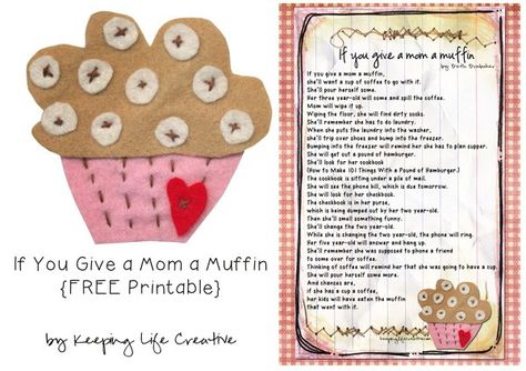 If You Give a Mom a Muffin Moms And Muffins, Muffins For Mom, Muffins With Mom, Mom Poems, Summer Pedicure, Moms Day, Mom Printable, Secret Pal, Secret Sister