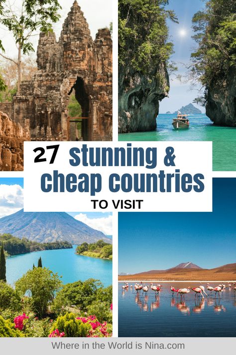 Travel doesn't have to be expensive, especially if you choose one of these cheap and beautiful countries to visit. I put together a list of 27 cheap countries where you can travel for cheap while still having an amazing trip. | Where in the World is Nina? #cheapcountries #budgettravel #travelforcheap Best Nature Travel Destinations, Cheap Places To Travel In The Us, Holiday Goals, Cheapest Countries To Visit, Cheap Countries To Travel, Backpacking Destinations, Nomad Travel, Best Countries To Visit, Bbc Earth