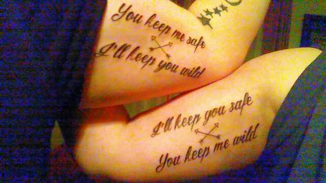 You keep me safe, I'll keep you wild. I'll keep you safe, you keep me wild. Matching Tattoos. Cute Tats, Keep Me Safe, Matching Tattoos, Life Tattoos, My Sister, Tattoo Quotes, Tatting, Body Art, Turn Ons