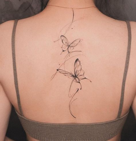 Fine Line Tattoo Back, Delicate Feminine Tattoos, Big Tattoos, Beautiful Back Tattoos, Tato Paha, Purple Tattoos, Tato Minimal, Small Shoulder Tattoos, Neck Tattoos Women