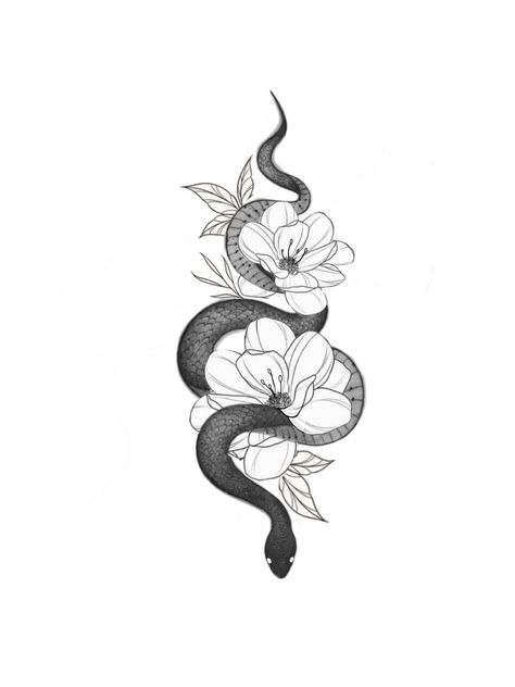 Snake And Flowers, Noir Tattoo, Cobra Tattoo, Snake Tattoo Design, Red Ink Tattoos, Sunflower Tattoos, Tattoo Desings, Sternum Tattoo, Minimalist Tattoos