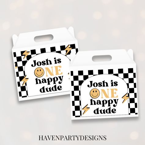 First Birthday Party Favors, Vintage First Birthday, One Happy Dude Birthday, First Birthday Party Favor, One Happy Dude, First Birthday Sign, Gable Boxes, First Birthday Party, Birthday Decor