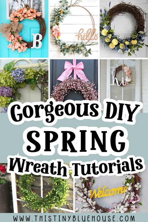 A large collection of the most beautiful spring wreaths you can make yourself. These DIY spring wreath tutorials are the perfect way to make a wreath that will transform your front door for spring. Spring Wreaths For Front Door Diy, Easter Wreath Ideas, Spring Wreath Tutorial, Diy Easter Wreath, Front Door Wreaths Diy, Front Door Diy, Easter Wreath Diy, Decorate Home, Diy Spring Wreath