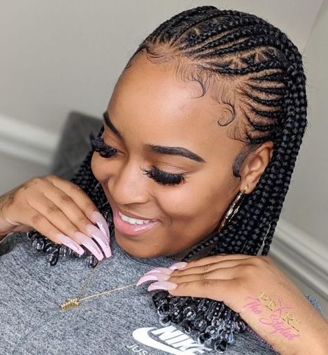 Cornrow Bob with Beads Two Cornrow Braids, Different Braid Styles, Twist Cornrows, Cornrow Ponytail, Tan Skin Blonde Hair, Hairstyles Theme, Different Braids, Braiding Styles, Amazing Hairstyles