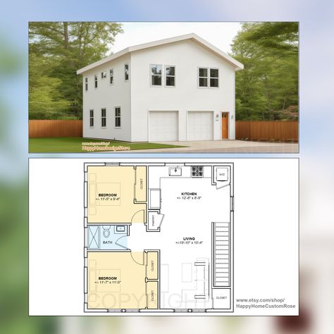 30' X 30' Two Bedroom Garage Apartment Architectural Plan With Elevations & Materials Blueprint Digital PDF - Etsy Canada Adu Garage, Above Garage Apartment, Garage Apartment Floor Plans, Garage Plans With Loft, Garage Apartment Plan, Plan Garage, Architectural Plan, Garage Guest House, Carriage House Plans