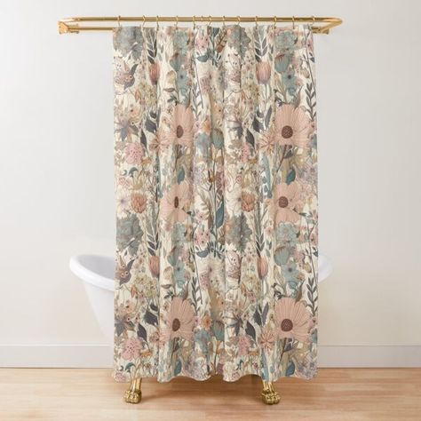 Buy Boho Wildflowers Pattern 02 | Beautiful Vintage Floral Seamless Shower Curtain is designed & sold by Gonna Wesley. SKU 41037931 listed on 04 05, 2023. Most ship worldwide within 24 hours. Delivery to the United States. Mosaic Shower Curtain, Floral Bathroom Shower Curtains, Boho Farmhouse Bathroom Shower Curtains, Curtains In Bathroom Over Tub, Mauve Shower Curtain, Feminine Shower Curtain, Boho Bathroom Curtain Ideas, Shower Curtain Vintage, Anthropology Shower Curtain