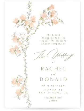 Green Pink Wedding, Painted Florals, Spring Wedding Invitations, Card Format, Pink Wedding Invitations, Wedding Logos, Premade Logo Design, Paintings Art Prints, Pink Wedding