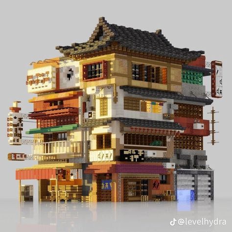 Minecraft Rooftop Garden, Japanese Minecraft Builds, Cyberpunk House, Minecraft Japanese House, Minecraft Modern City, Blender Render, Minecraft Steampunk, Minecraft City Buildings, Bangunan Minecraft