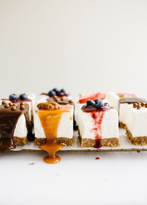 Cheesecake Buffet Bar, Easy Dessert Squares, Cream Cheese Desserts Easy, Simple Cheesecake, Cheesecake Bar, Baking Lessons, Cream Cheese Desserts, Cheese Dessert, Easy Cheesecake