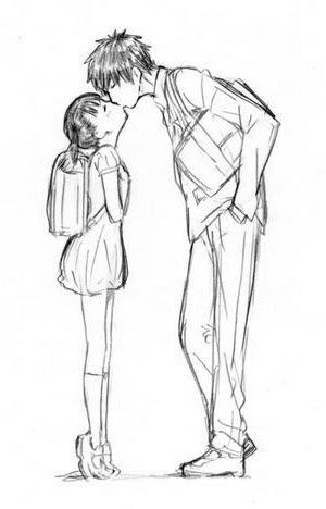 Tall And Small Couple, Tall Bf And Small Gf, Height Difference Reference, Boy And Girl Drawing, Short Couples, Couple Drawing, Couple Sketch, Art Composition, Tall Boy