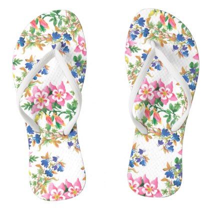 Colorful flowers pattern flip flops