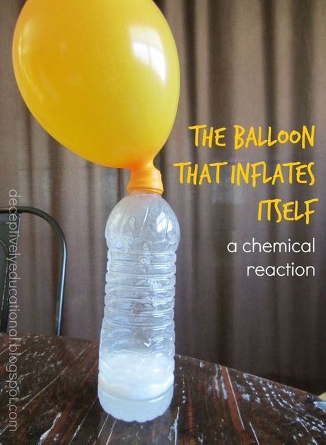 Relentlessly Fun, Deceptively Educational: The Balloon that Inflates Itself (a Science Experiment) Science Crafts For Kids, Balloon Science Experiments, Easy Science Fair Projects, Vetenskapliga Experiment, Balloon Experiment, Science Experience, Science Week, Science Experiments For Preschoolers, Science Crafts