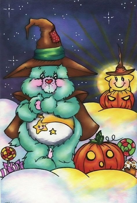 Millennial Nostalgia, Halloween Core, Care Bears Vintage, Halloween Wallpaper Backgrounds, Halloween Wallpaper Cute, Halloween Wallpapers, Bear Halloween, Adornos Halloween, Bubbles Wallpaper