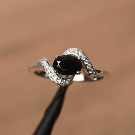 natural black spinel ring spinel anniversary ring oval cut gemstone black gems ring  sterling silver Square Cut Engagement Rings, Gems Ring, Elegant Rings, Square Engagement Rings, Black Spinel Ring, Pink Morganite Engagement Ring, Engagement Rings Twisted, Black Gems, Spinel Ring