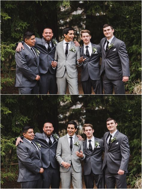 Dark Gray Tuxedo Wedding, Light Gray Suit Black Tie, Black And Grey Suits Wedding, Black And Gray Tuxedo Wedding, Grey And Black Wedding Suit, Wedding Suit Light Grey, Grey And Black Tuxedo Wedding, Slate Gray Groomsmen Suits, Light Grey Groom Dark Grey Groomsmen