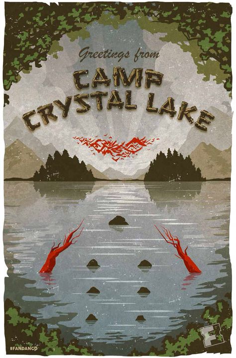 Camp Crystal Lake, Scenic Jason Voorhees Wallpaper, Lake Tattoo, Camp Crystal Lake, Jason Vorhees, Horror Movie Icons, Horror Artwork, Lake Art, Horror Movie Art, Horror Icons