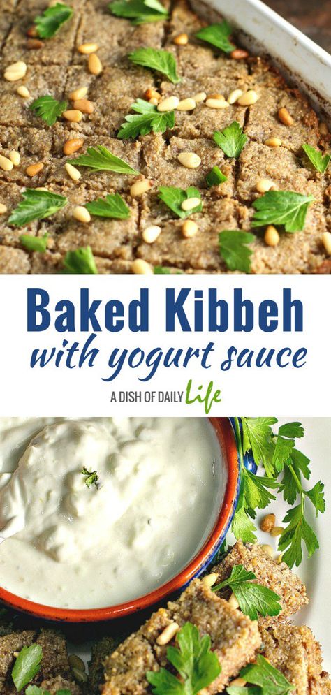 {AD} Baked Kibbeh with Yogurt Sauce...a Middle Eastern favorite! This Lebanese family recipe was passed down with a secret ingredient to keep it moist...so good! #TeamDairyNE #undeniablydairy @NewEnglandDairy @MustBeTheMilk #MiddleEastern #MiddleEasternfood #familyrecipes #lamb #appetizer #maindish #kibbe #kibbi Baked Kibbeh, Kibbeh Recipe, Lebanese Lentil Soup, Dairy Farm, Lebanese Recipes, Yogurt Sauce, No Dairy Recipes, Family Recipe, Middle Eastern Recipes