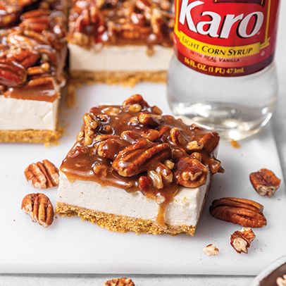 No-Bake Pecan Pie Cheesecake Bars - Karo No Bake Pecan Pie Cheesecake Bars, Easy Pecan Pie Cheesecake Bars, No Bake Buckeye Cheesecake Bars, No Bake Pecan Cheesecake, No Bake Pecan Pie Cheesecake, Cheesecake Bars 9x13, Pecan Pie Cheesecake Bars Recipe, Karo Syrup Pecan Pie, No Bake Pecan Pie