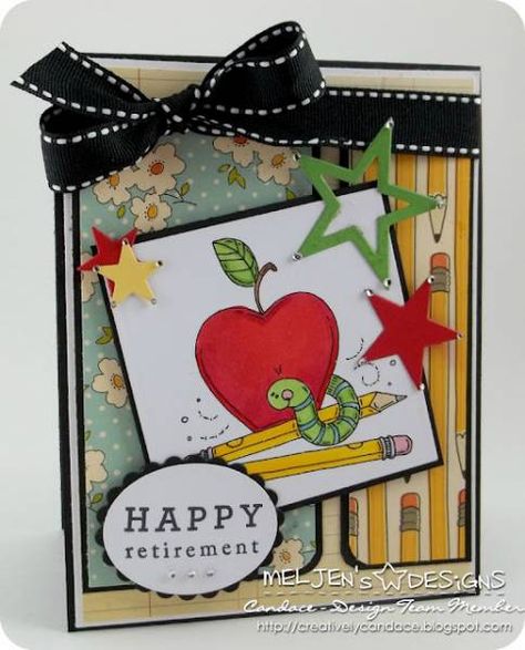 SC385 - Happy Retirement by candylou - Cards and Paper Crafts at Splitcoaststampers.    I like this better as a thank you to a teacher :) Retirement Cards Handmade, Apple For Teacher, Mixed Messages, October Afternoon, School Scrapbook, Teacher Retirement, Retirement Cards, Card Crafting, Teacher Cards