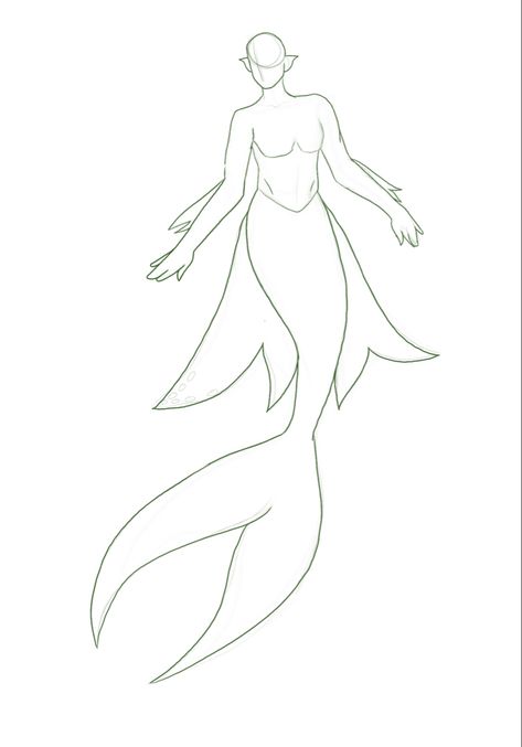 Merman Body Base, Monster Body Base Drawing, Draw Mermaid Easy, Mermaid Drawing Base, Mermaid Sketch Poses, Mermaid Base, Mermaid Poses, Oc Poses, Imagination Drawing