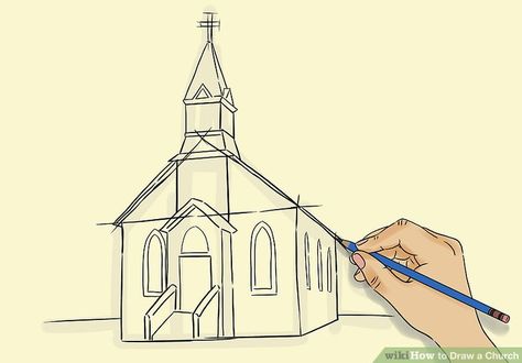 How to Draw a Church: 8 Steps (with Pictures) - wikiHow Church Drawing, Church Images, Old Country Churches, Drawing Step By Step, Church Pictures, Drawing Step, Old Churches, Country Church, Old Church