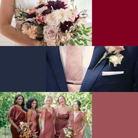 Desert Rose Bridesmaid Dresses With Navy Suits, Dusty Rose Burgundy And Navy Wedding, Desert Rose And Navy Wedding, Dusty Rose And Navy Blue Wedding Theme, Navy Champagne Wedding, Groomsmen Colors, Navy Blue Groomsmen, Burgundy And Navy Wedding, Groomsmen Colours