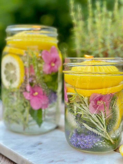 Crafting Mason Jar Mosquito Repellents from Your Garden - Mosquito Repelling Candle Diy, Mosquito Repellent Candles, Lavender Closet, Mosquito Candles, Mosquito Repellent Candles Mason Jars, Herb Salt Recipe, Mason Jar Citronella Candles, Herb Infused Water, Herbal Bath Salts