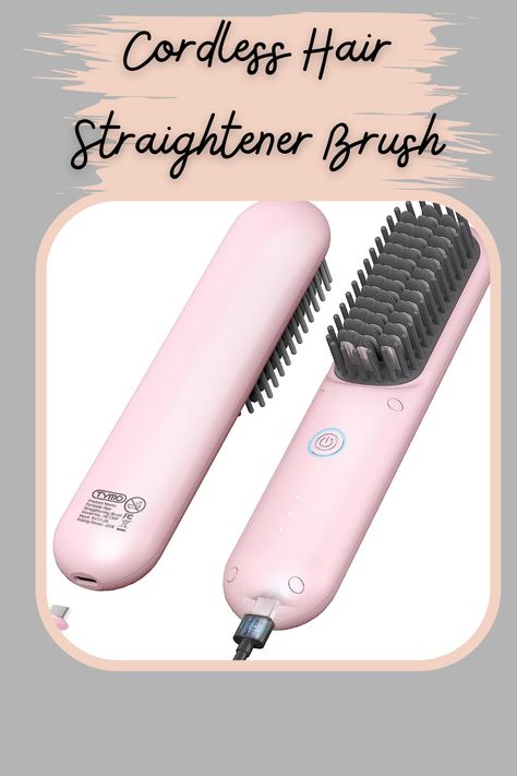 Cordless Hair Straightener Brush, TYMO Porta Straightening Brush for Women, Touch ups on-The-go Styling Hot Comb Hair Straightener with Negative Ion, Lightweight & Mini for Travel, USB Rechargeable Cordless Hair Straightener, Hot Comb, Hair Straightener Brush, Straightener Brush, Hair Brush Straightener, Straightening Brush, Comb Hair, Wavy Curly Hair, Styling Brush