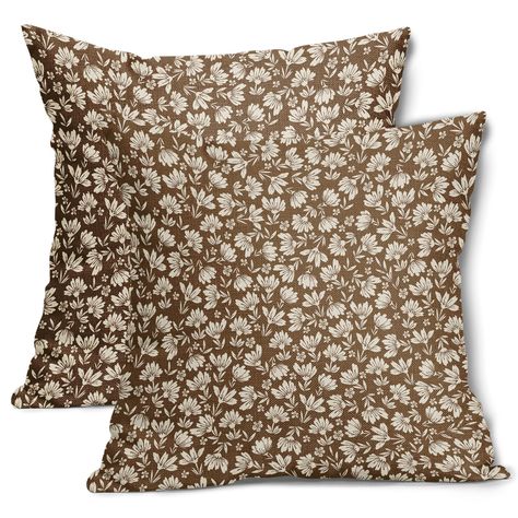 PRICES MAY VARY. Linen ★【Size】:20x20 inches,50x50cm,NOTE:ONLY 2 Brown floral pillow covers contained,inserts NOT included. ★【HIGH-QUALITY FABRICS】:Spring Daisy Floral throw pillows with Brown Blue Vintage Flowers design are made of high quality cotton linen, which has an invisible zipper, double-sided printing, vibrant and cuteness design.The daisy flower pillow cases are comfortable and friendly to your skin or pets. no fading or abrasion, can be used outdoors. ★【EXCELLENT DESIGN】:The vintage f Linen Throw Pillows, Floral Pillow Covers, Porch Bed, Bed Cushion, Farmhouse Throw Pillow, Block Printed Pillows, 2 Block, Bed Cushions, Floral Pillow Cover