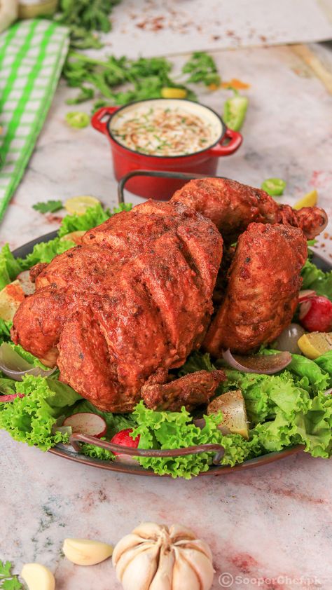 Lahori Chargha is a traditional fried chicken recipe which is very famous in Lahore. Whole fried chicken which you can now make easily using Shan’s Ginger Garlic Paste. Do try this delicious Lahori Chargha recipe and let us know your feedback. #LahoriChargha #Chargha #CharghaRecipe #pinterestrecipes #pinterestideas #pinterestworthy #foodphotos #foodpics #foodphotography #foodimages #pinterestinspired #foodstyling #Sooperchef #foodpresentation Aesthetic Chicken Recipe, Chicken Charga Recipe, Chargha Chicken Recipe, Curry Pakora, Whole Fried Chicken, Lamb Karahi, Chapli Kebab, Pakistani Chicken Recipes, Iftar Special