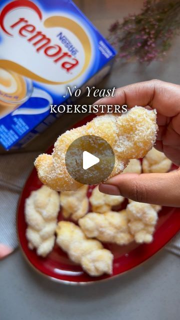 Denisiya Hemraj on Instagram: "A South African favourite with a twist! “Literally” 🤭
 
Koeksisters without the yeast & a whole lot of creamy, delicious fluffiness with the addition of Nestlé Cremora! 
 
Loving the fact that CreMOra adds MO creaminess to any dish! 
 
Share your CreMOra inspired dish & tag @cremorasa & use the hashtag #GetThatCremoraFeeling 

Check the link on my bio for more info 🥰
 
Ingredients:
 
Dough:
 
2 cups cake flour
2 teaspoons baking powder
2 ½ tablespoons Nestlé Cremora
2 tablespoons butter or margarine 
½ cup maas (sour milk) or plain yoghurt
½ cup milk
 
Syrup:
 
1 cup white granulated sugar
1 cup water
1 cinnamon stick 
 
Other ingredients:
 
vegetable oil for deep frying
1 cup desiccated coconut (optional) for coating
 
Method:
 
Start off by making the dou Sour Milk, Desiccated Coconut, Milk Syrup, Deep Frying, Coconut Recipes, Cake Flour, Granulated Sugar, Vegetable Oil, 2 Cups