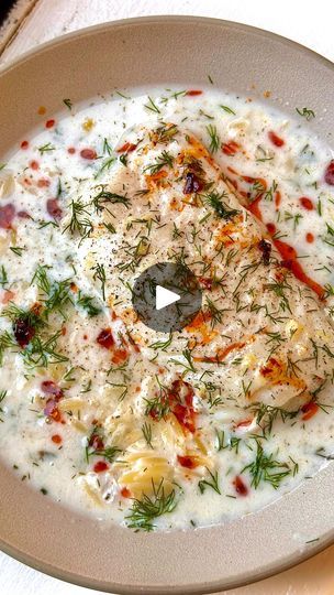 5.1M views · 83K reactions | coconut dill poached cod 🐟🥥 follow @legallyhealthyblonde for more recipes! brief recipe below, longer detailed recipe will be on legallyhealthyblonde.com 🫶🏻

RECIPE: 
* 2 cod fillets (about 6 oz each)
* 1 can (14 oz) coconut milk
* 1 lemon, thinly sliced
* 3 tablespoons fresh dill, chopped
* 4 cloves garlic, smashed
* 1 teaspoon ginger, grated
* Salt and pepper to taste
* 1-2 tablespoons olive oil
* Garlic chili oil for garnish
* Cooked jasmine rice or orzo for serving

directions:

* Pat the cod fillets dry with a paper towel and season both sides with salt and pepper.
* In a large skillet or shallow pan, heat olive oil over medium heat. Add smashed garlic and grated ginger, sautéing until fragrant and slightly browned.
* Add about 4 slices of lemon to the Garlic Chili Oil, Poached Cod, Cod Fillets, Cooking Jasmine Rice, Olive Oil Garlic, How To Cook Fish, Dinner Entrees, Chili Oil, Jasmine Rice