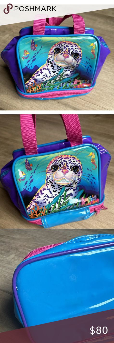 Lisa Frank Vintage 1990s Lunch Bag Tote Vinyl School Supply Spotted Seals. School Supply, Lisa Frank, Lunch Bag, Seals, School Supplies, Tote Bag, Vinyl, Handbags, Closet