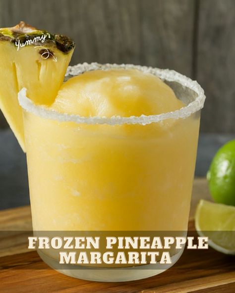 Discover how to make the perfect Frozen Pineapple Margarita with this easy recipe. A refreshing blend of pineapple, tequila, and lime. Pinapple Margarita, Frozen Mixed Drinks, Pineapple Margaritas, Pineapple Margarita Recipe, Frozen Drinks Alcohol, Easy Margarita Recipe, Frozen Drink Recipes, Adult Beverages Recipes, Pineapple Benefits