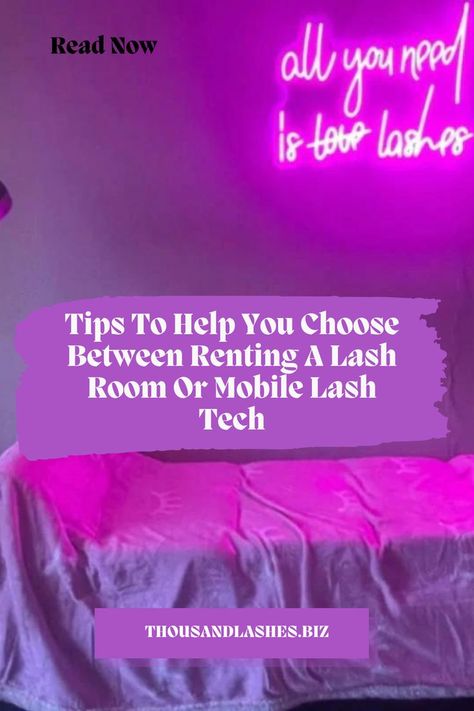 TIPS TO HELP YOU CHOOSE BETWEEN RENTING A LASH ROOM OR MOBILE LASH TECH Every business owner has a few dollars that pinch their pocket when starting a big project. If you're brand new to the world of lash extensions, we can help you make the right choice between a rented lash studio and a mobile lash tech service. Lash Studio, Lash Business, Lash Room, Business From Home, Lash Tech, Lash Artist, Your Own Business, Big Project, Starting Your Own Business