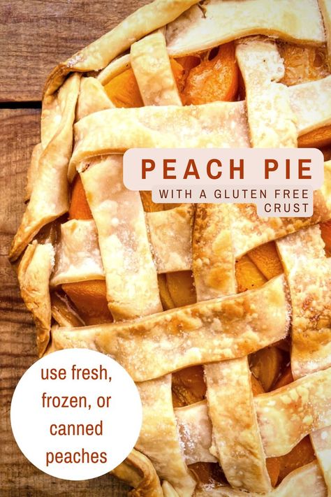 Looking for the best of all pie recipes? This peach pie is it! You can use fresh, frozen, or canned peaches in this easy dessert. It takes no time to make and is even gluten free, dairy free, and vegan! Gluten Free Peach Pie, Can Peaches Recipes, Dairy Free Pies, Fresh Peach Pie, Peach Pie Recipes, Peach Pie Filling, Gluten Free Pie Crust, Dairy Free Snacks, Gluten Free Crust