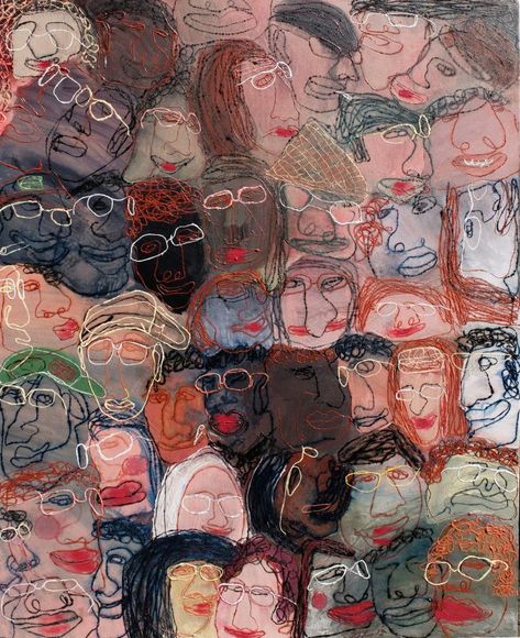 Stefan Buana: Power of the Lips (Power of Bibir), 2015, Acrylic on Canvas, 150 x 120cm. Represented by Ode To Art. Stefan Buana highlights the context of a social gathering where people are united with each other over common issues, however different personalities as portrayed by varying expressions distinguish them from each other and reflect diversity. Cultural Representation Art, Unproportional Art, Art About Connection, Nature And Human Art, Companionship Art, Social Issues Illustration, Elemental People, Social Issues Painting, Human Connection Art