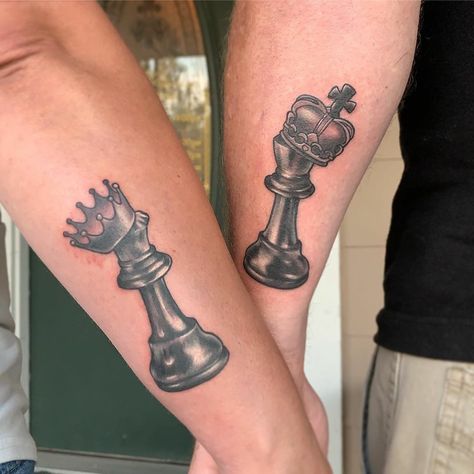 Queen Chess Piece Tattoo, Chess Piece Tattoo, King Queen Tattoo, Queen Tattoos, Chess Tattoo, Him And Her Tattoos, King Chess Piece, King Chess, Queen Chess